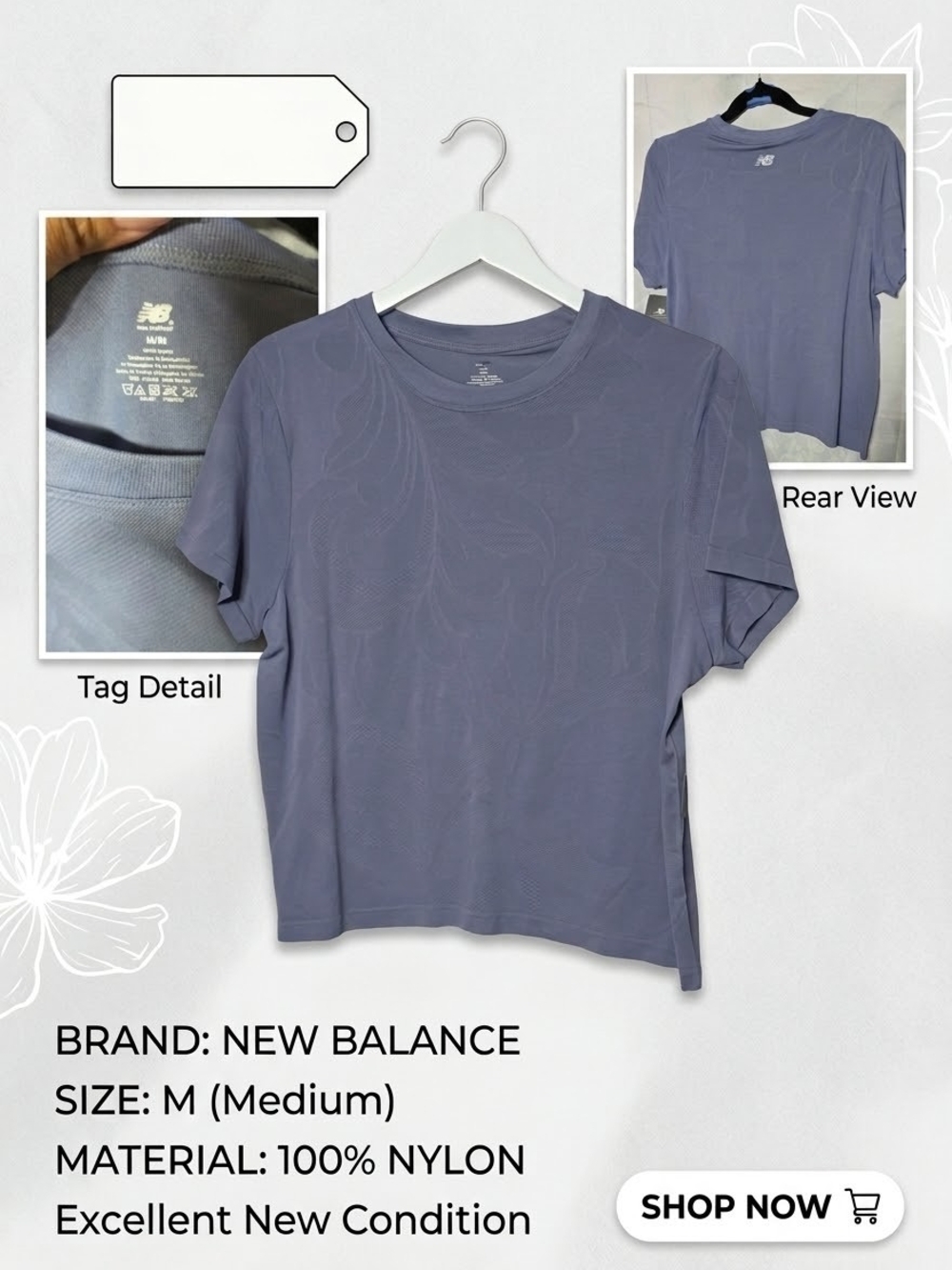New Balance Womens Short-Sleeve Top in Muted Blue-Gray